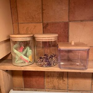 Clear Glass Kitchen Storage Jars with Bamboo Lids - Set of 3
